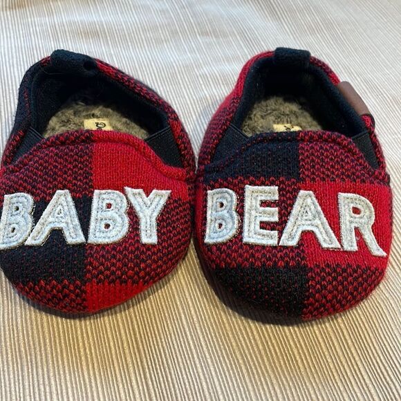 Baby Slippers 12 mo Baby Bear Dearfoams Buffalo Check - Picture 1 of 4